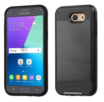 SAMSUNG GALAXY J3 EMERGE/J327/AMP PRIME 2 BLACK ON BLACK DUO LAYER CASE