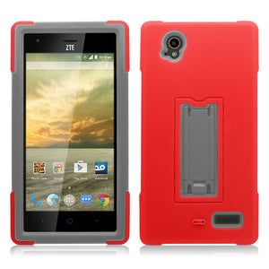 ZTE WARP ELITE/N9518 RED ON GRAY VERTICAL KICK STAND CASE