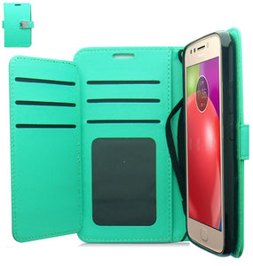 MOTOROLA E4/XT1766 TEAL RICH DIARY LEATHER WALLET CASE