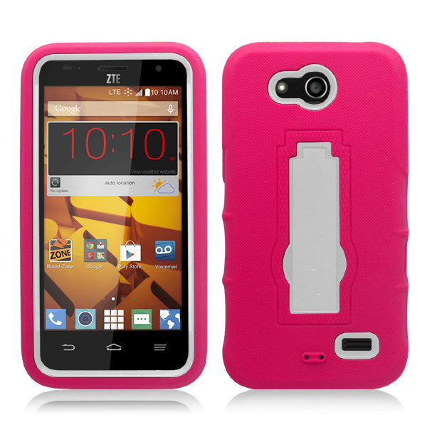 ZTE SPEED/N9130 PINK ON WHITE VERTICAL KICK STAND CASE