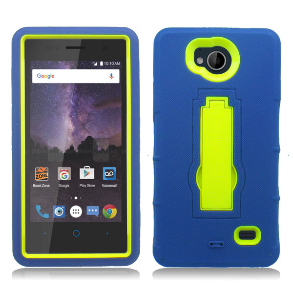 ZTE TEMPO/N9131 BLUE ON YELLOW VERTICAL KICK STAND CASE