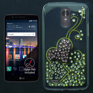 LG STYLO 3 BLING CRYSTAL CLEAR BOHEMIAN HEART CASE