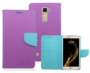 LG K10/AH2 LIGHT BLUE/PURPLE LEATHER WALLET CASE