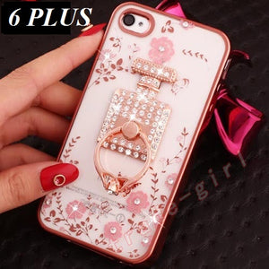 APPLE IPHONE 6 PLUS (5.5") FLOWER PRINT CASE WITH PERFUME RING HOLDER