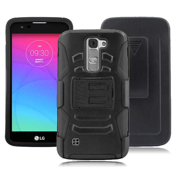 LG TRIBUTE 5/K7/ESCAPE 3 ECLIPSE BLACK COMBO HOLSTER CASE