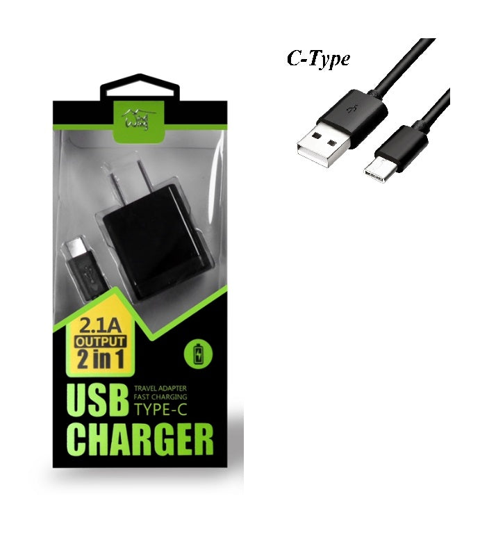 TYPE C RAPID 2.1 WALL CHARGER BLACK