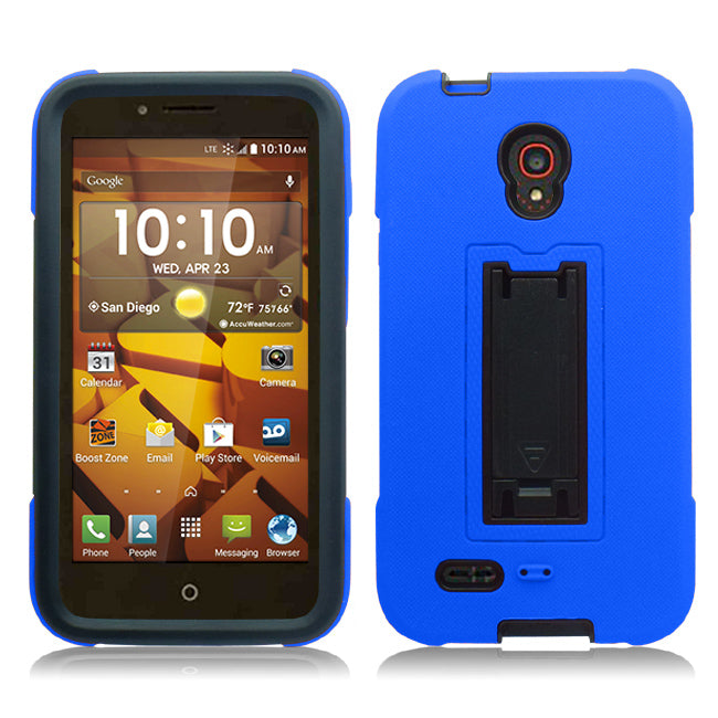 ALCATEL CONQUEST/7046T BLUE ON BLACK VERTICAL KICK STAND CASE