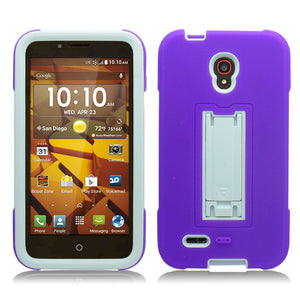 ALCATEL CONQUEST/7046T PURPLE ON WHITE VERTICAL KICK STAND CASE