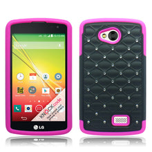 LG TRIBUTE/LS660/F60 PINK/BLACK ARMOR BUMPER SPOT BLING CASE