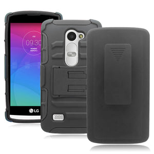 LG LEON C40 H320 ECLIPSE BLACK COMBO HOLSTER CLIP CASE