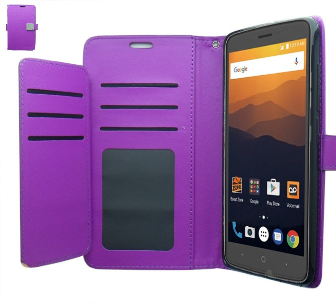 ZTE MAX XL / N9560 / BOLTON PURPLE RICH DIARY LEATHER WALLET CASE