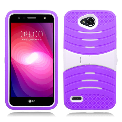 LG X Power 2/ X Charge/ M320/ Fiesta LTE/ K10 Power Purple on White Guardian Kick Stand Case