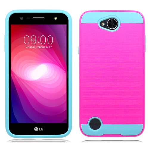 LG X Power 2/ X Charge/ M320/ Fiesta LTE/ K10 Power Pink on Baby Blue Duo Layer Case