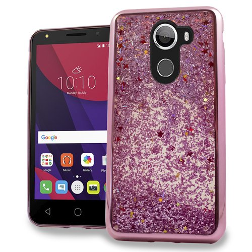 Alcatel A30 Fierce 2017 REVVL A30 Plus Walters Purple Glitter with Chrome Border Case