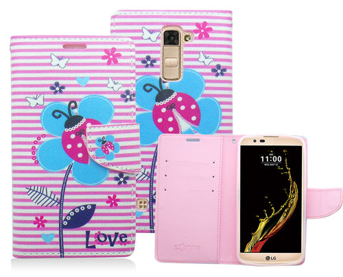 LG K10/AH2 PINK FLOWER ILLUTION LEATHER WALLET CASE