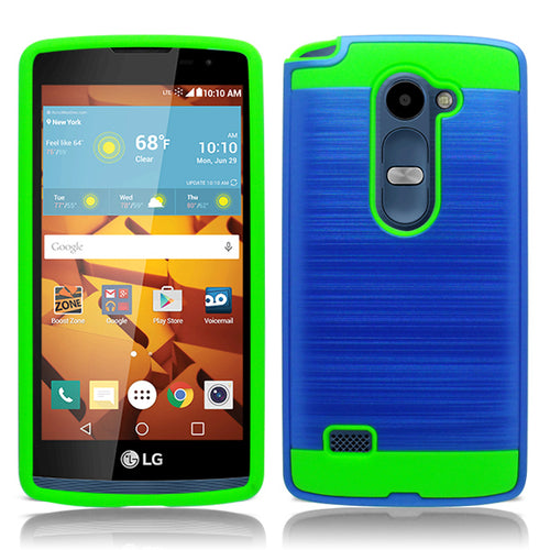 LG LEON/TRIBUTE 2/C40 BLUE ON LIME GREEN DUO LAYER CASE