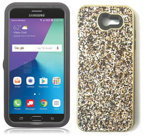 SAMSUNG GALAXY PERX / J727 /J7 SKY PRO / J7-2017 GOLD FULL BLING CASE