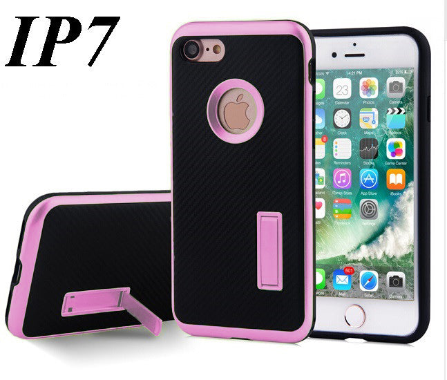 APPLE iPHONE 7 / 8 (4.7'') PINK/BLACK WITH KICK STAND CARBON FIBER CASE