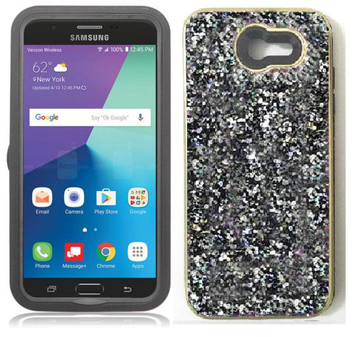 SAMSUNG GALAXY PERX / J727 /J7 SKY PRO / J7-2017 SILVER FULL BLING CRYSTAL CASE