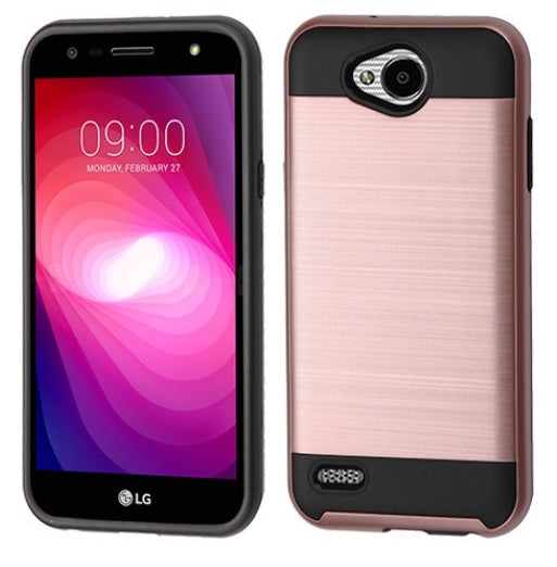 LG X Power 2/ X Charge/ M320/ Fiesta LTE/ K10 Power Rose Gold on Black  Duo Layer Case