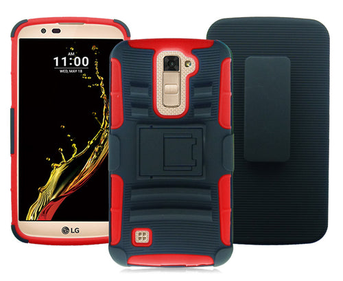 LG K10/AH2 ECLIPSE RED COMBO HOLSTER CLIP CASE