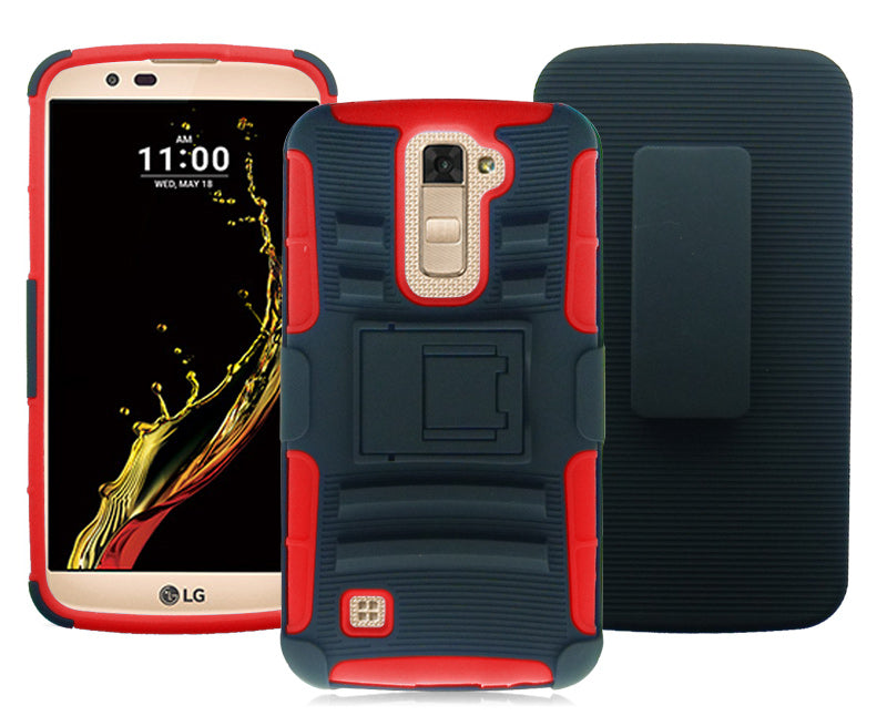 LG K10/AH2 ECLIPSE RED COMBO HOLSTER CLIP CASE