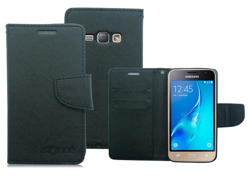 SAMSUNG GALAXY AMP 2/J1 BLACK/BLACK LEATHER WALLET CASE