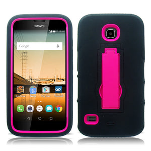 HUAWEI UNION/Y538 BLACK ON PINK VERTICAL KICK STAND CASE