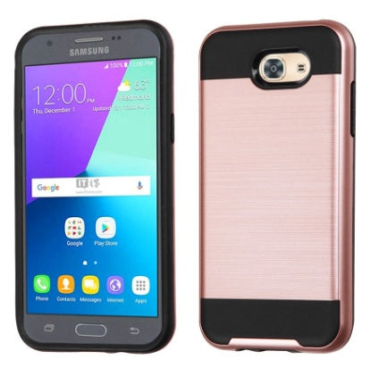 SAMSUNG GALAXY J3 EMERGE/J327/AMP PRIME 2 ROSE GOLD ON BLACK DUO LAYER CASE