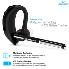 Naztech n750 noise cancelling bluetooth headset with boom microphone, voice command, and streaming audio. MSRP $79.99