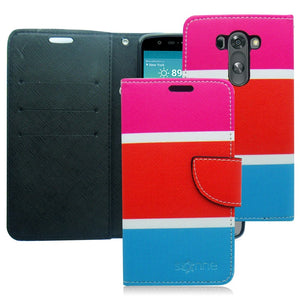 LG G3 GUMMY COLOR STRIPES LEATHER WALLET CASE