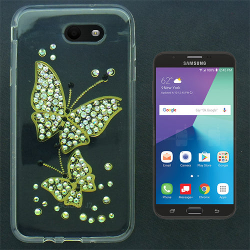 SAMSUNG GALAXY PERX / J727 / J7 SKY PRO / J7-2017 BLING CRYSTAL CLEAR BOHEMIAN BUTTERFLY CASE