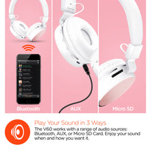 HyperGear V60 Metal Wireless Headphones - White / Pink MSRP $39.99