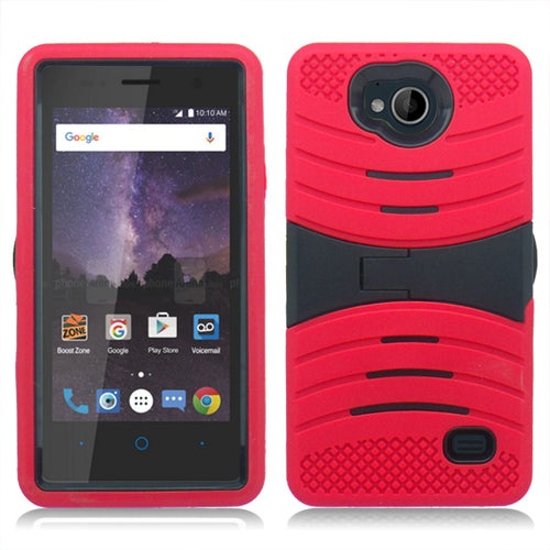 ZTE TEMPO/N9131 GUARDIAN RED ON BLACK KICK STAND CASE