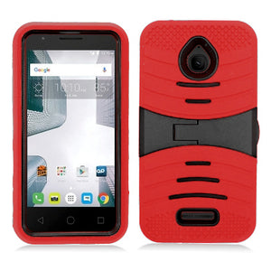 ALCATEL DAWN/5027B/STREAK/4060A GUARDIAN RED ON BLACK KICK STAND CASE