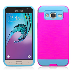 SAMSUNG GALAXY AMP PRIME/NOVA/J3 PINK ON BABY BLUE DUO LAYER CASE