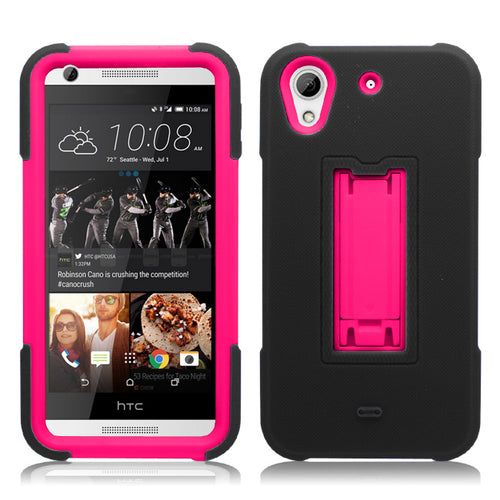 HTC DESIRE 626 BLACK ON PINK VERTICAL KICK STAND CASE