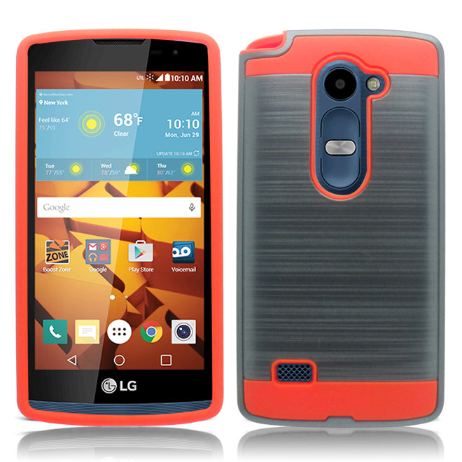 LG LEON/TRIBUTE 2/C40 GRAY ON ORANGE DUO LAYER CASE