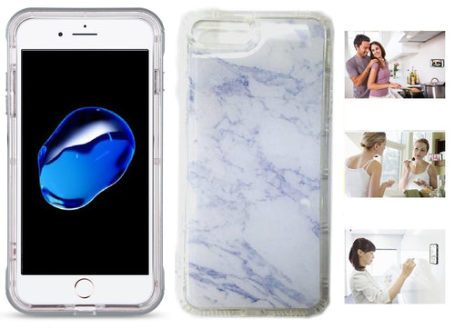 Apple iPhone 8 Plus/ 7 Plus/ 6 Plus (5.5'') White Marmol Design Anti Gravity Sticky Flex Case