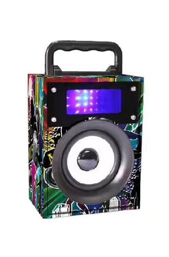 Universal 4'' Music Print Graffiti Portable Speaker Bluetooth (Support Aux / Memory Card)