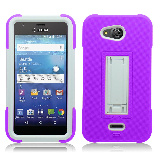 KYOCERA WAVE/C6740 PURPLE ON WHITE VERTICAL KICK STAND CASE