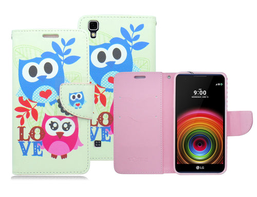 LG X POWER/K210/VOLT 3 SPRING OWL LOVE LEATHER WALLET CASE