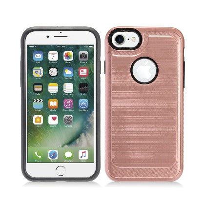 Apple iPhone 8/7/6s Rose Gold Duo Hybrid Brushed Carbon Fiber Case