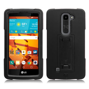 LG VOLT2/LS751/C90 BLACK ON BLACK VERTICAL KICK STAND CASE