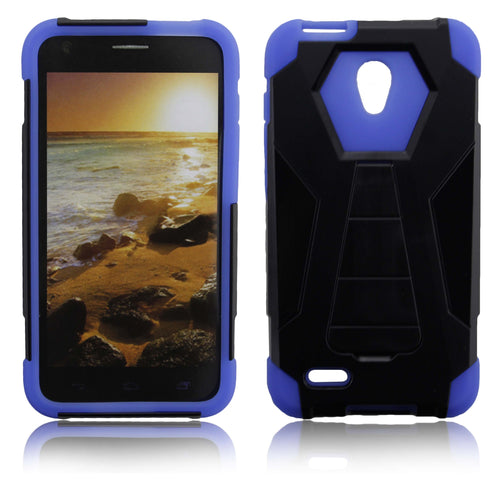 ALCATEL CONQUEST/7046T BLACK ON BLUE ARMOR KICK STAND CASE