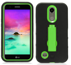 LG K20 PLUS / V5 / HARMONY / GRACE /MS250 / K10 (2017) BLACK ON LIME GREEN VERTICAL KICK STAND CASE