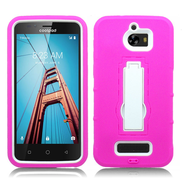 COOLPAD DEFIANT PINK ON WHITE VERTICAL KICK STAND CASE