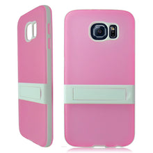 SAMSUNG GALAXY S6 G920 WHITE PINK HYBRID CANDY KICK STAND CASE