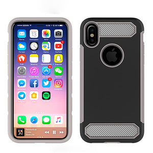 Apple iPhone X Black on Gray Carbon Hybrid Duo Case