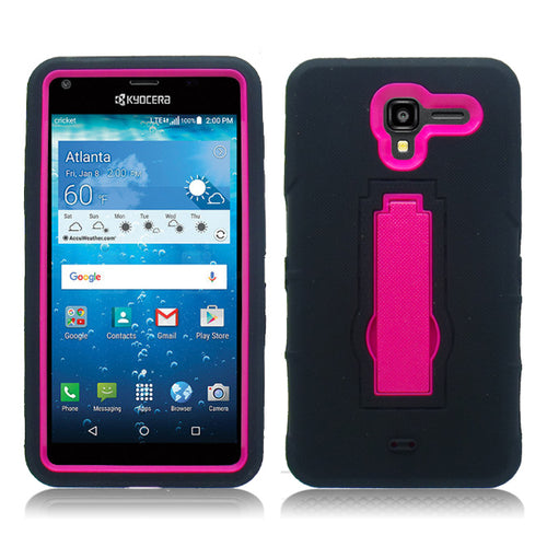 KYOCERA REACH/C6743/VIEW BLACK ON PINK VERTICAL KICK STAND CASE